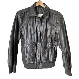 VTG Tibor Leather Bomber Jacket Brown Men’s Size Medium Motor Coat Korea